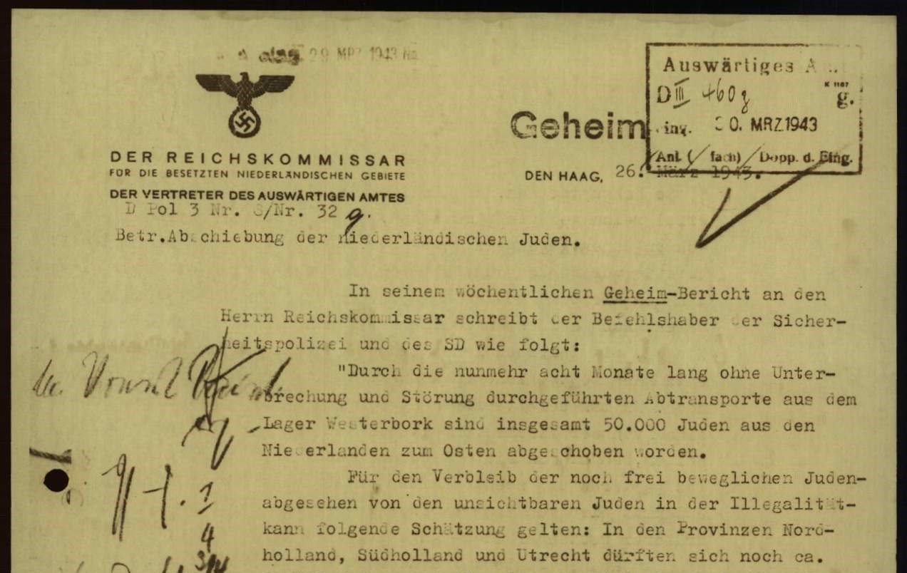 Geheime Nachricht des Reichskommissars